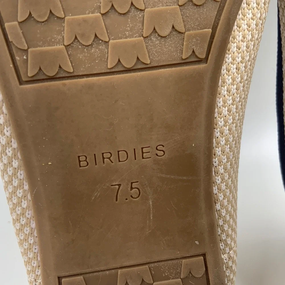 Birdies Blackbird Tan Navy Blue Knit Pointed Toe‎ Flat Loafers Womens 7.5